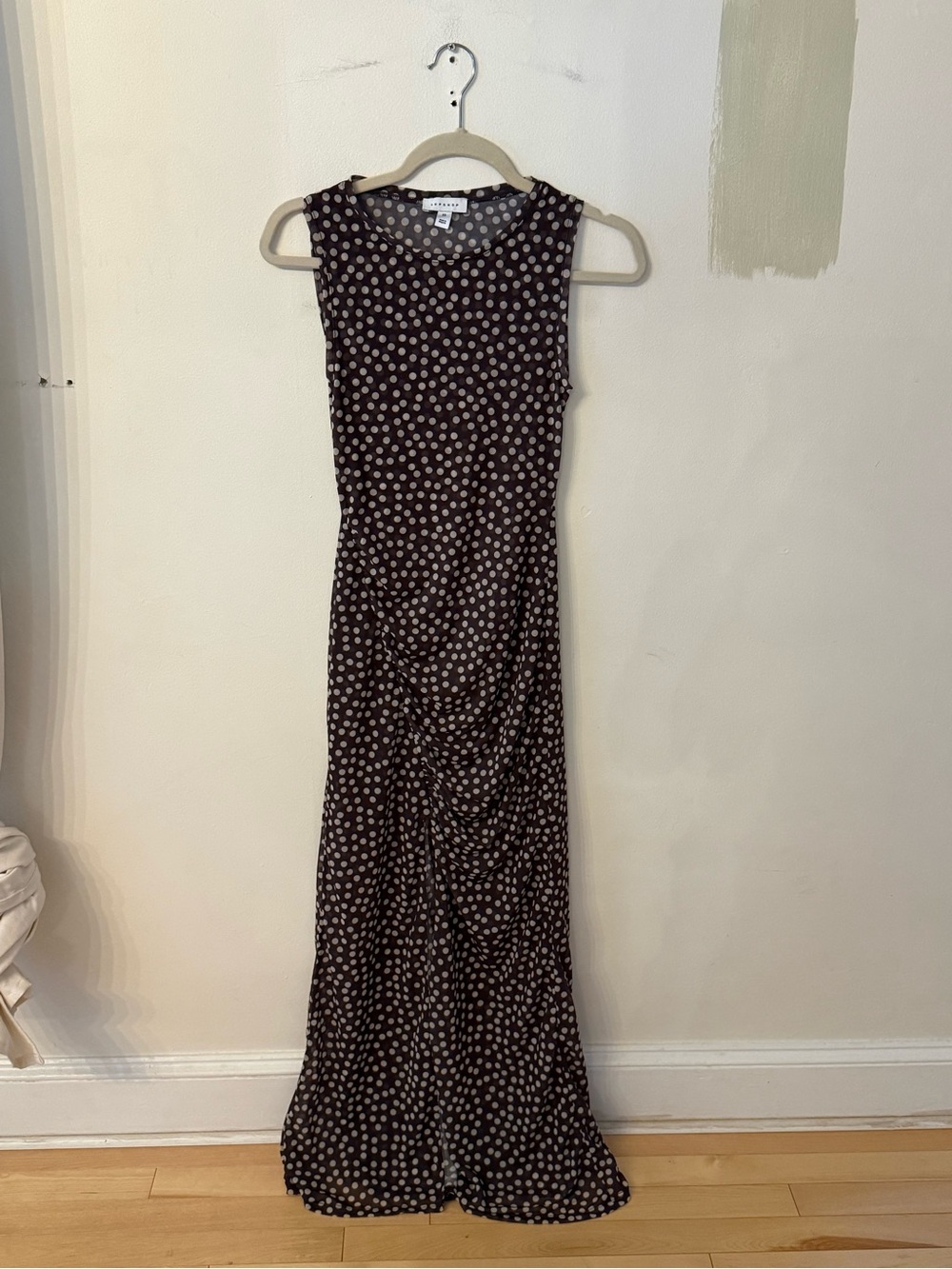 Sleeveless Black Polka Dot Maxi Dress